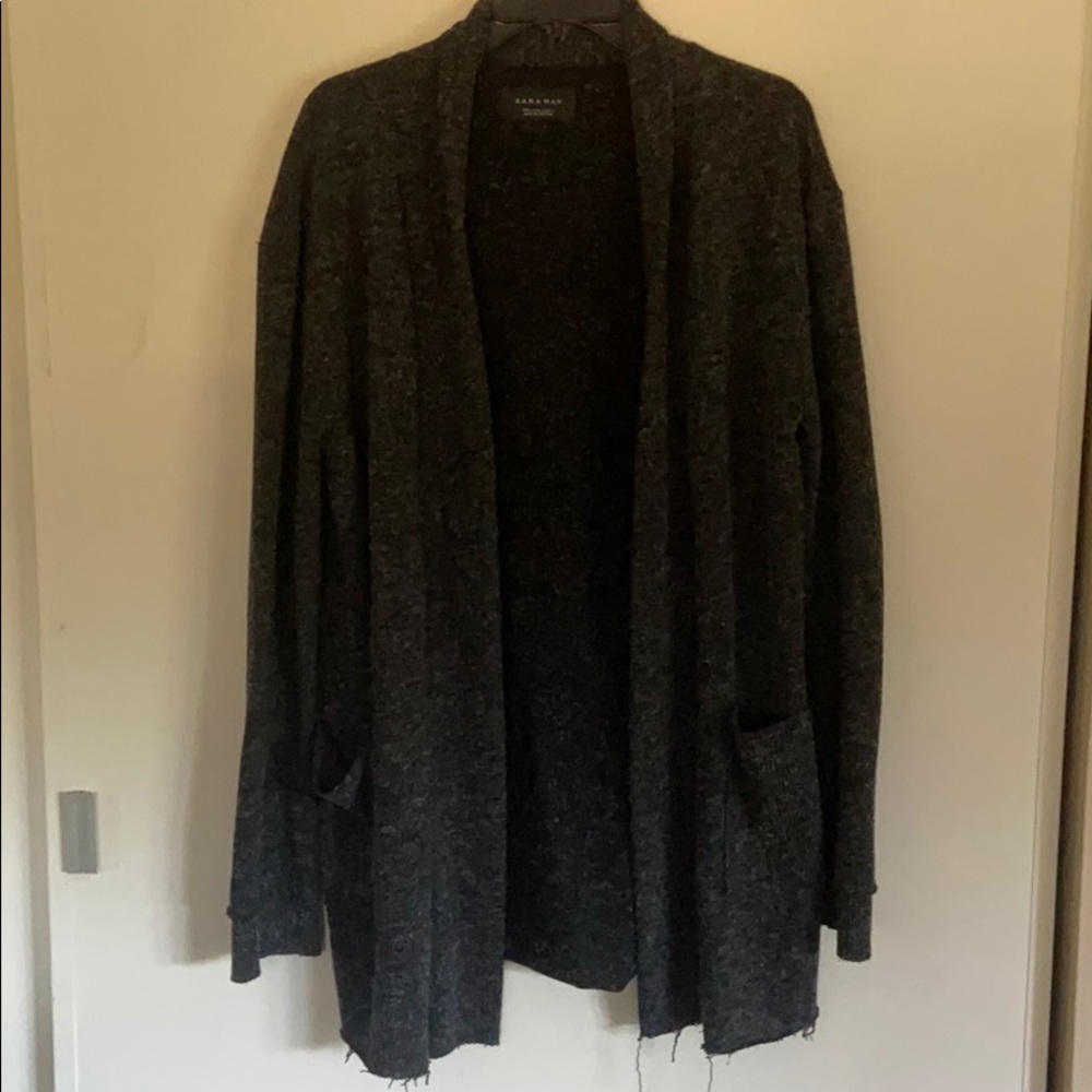 ZARA MEN Long Gray Cardigan Jacket